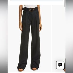 Veronica Beard Rimini Belted Wide Leg Linen Blend Trousers